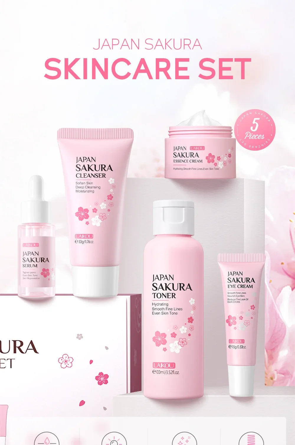 Sakura Kit Skin Care Set Moisturizing and Reducing Fine Lines Cleansing Pore