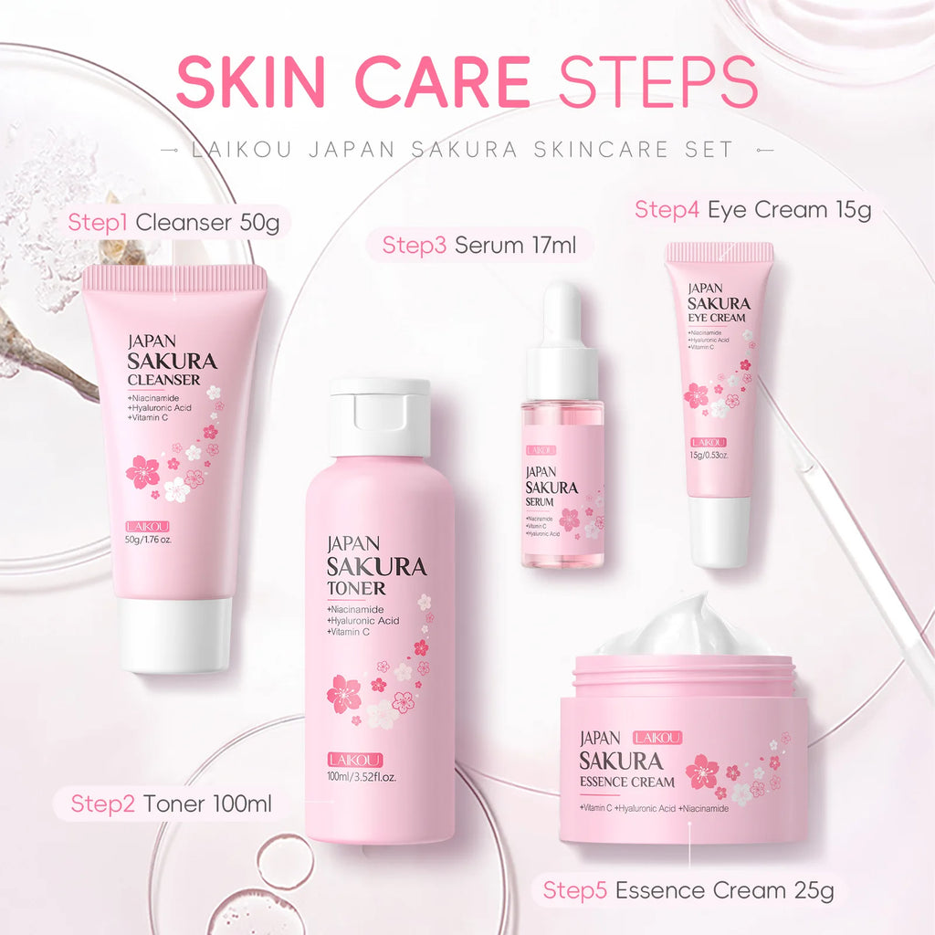 Sakura Kit Skin Care Set Moisturizing and Reducing Fine Lines Cleansing Pore