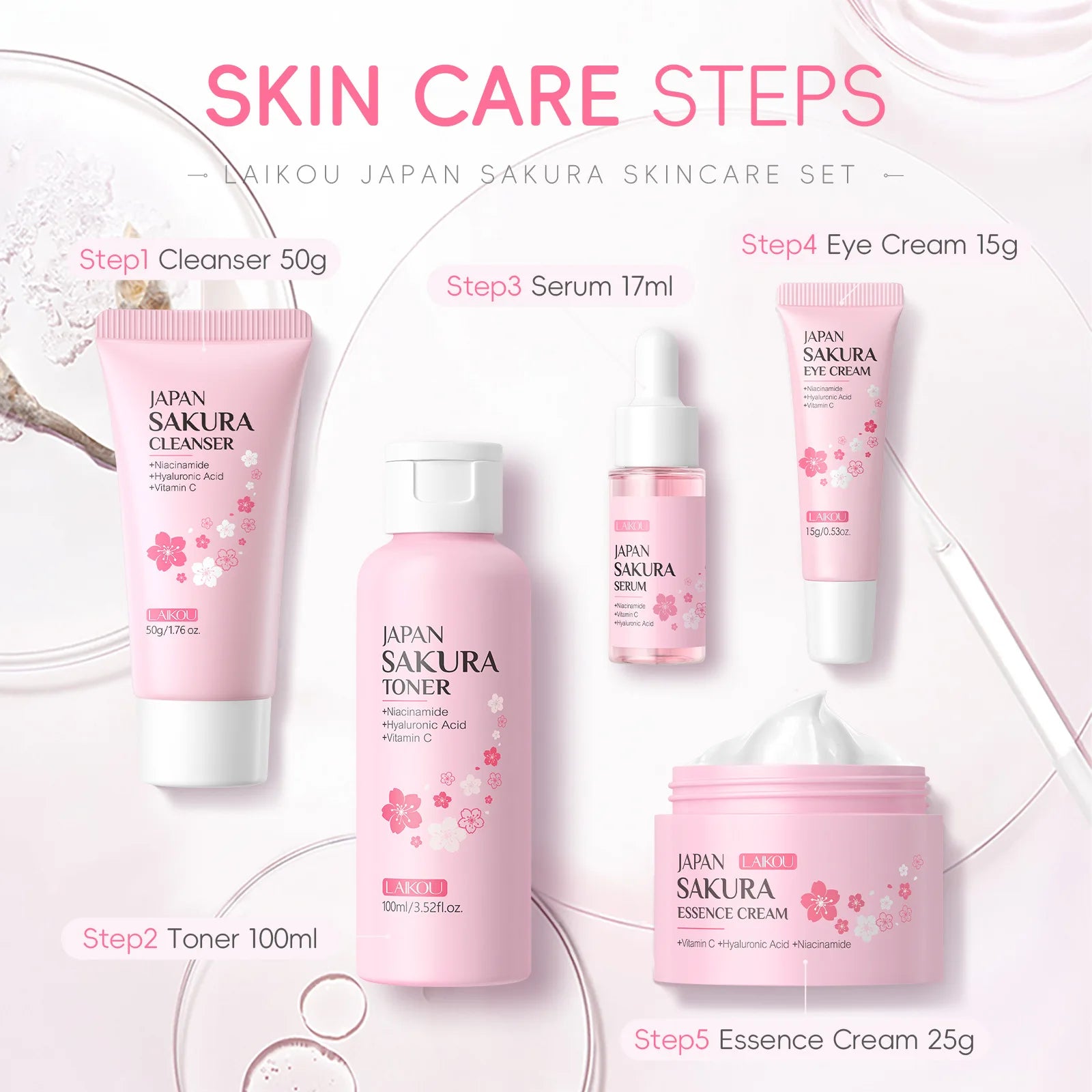 Sakura Kit Skin Care Set Moisturizing and Reducing Fine Lines Cleansing Pore